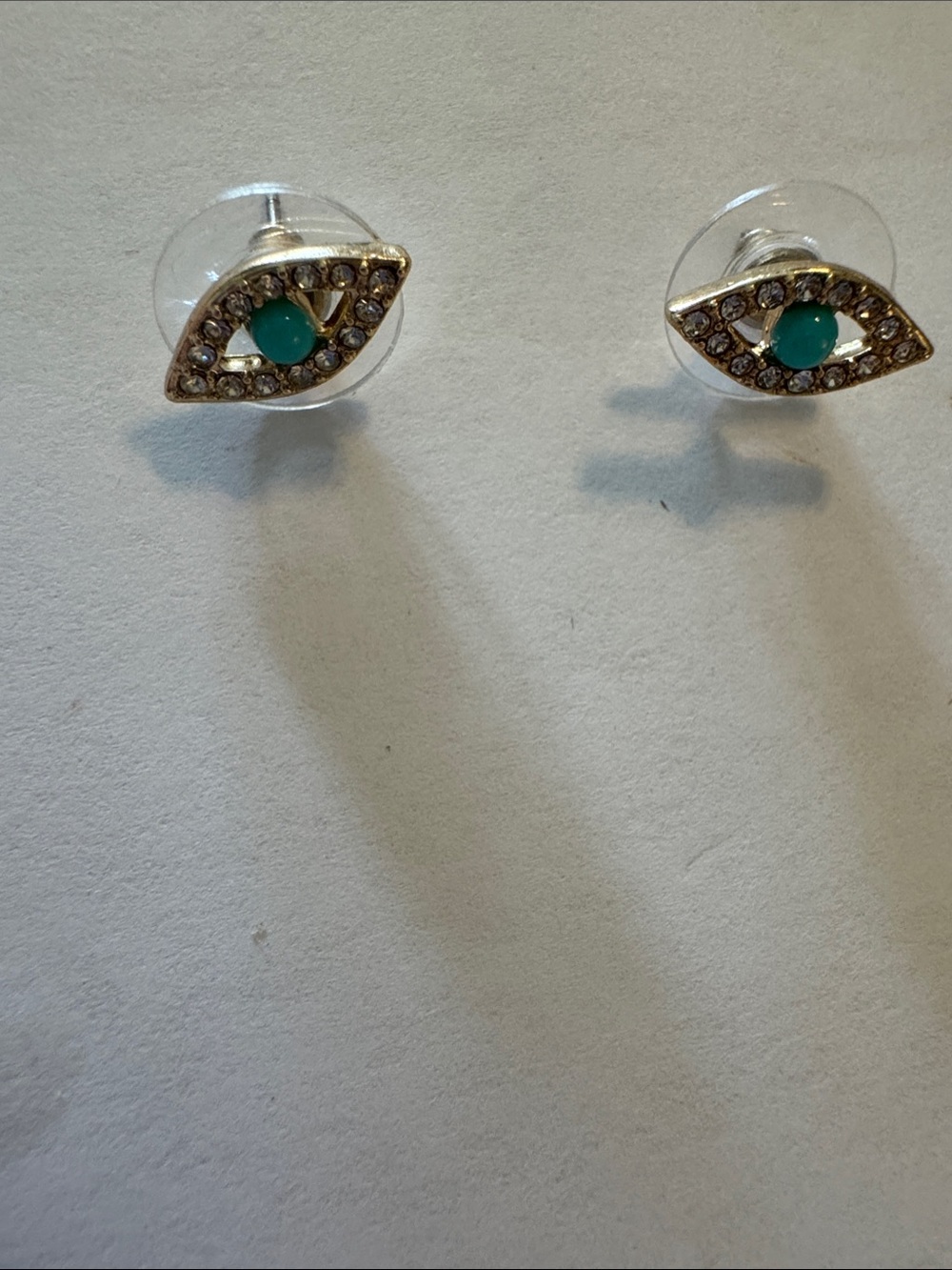 Eye Stud Earrings with Teal Center